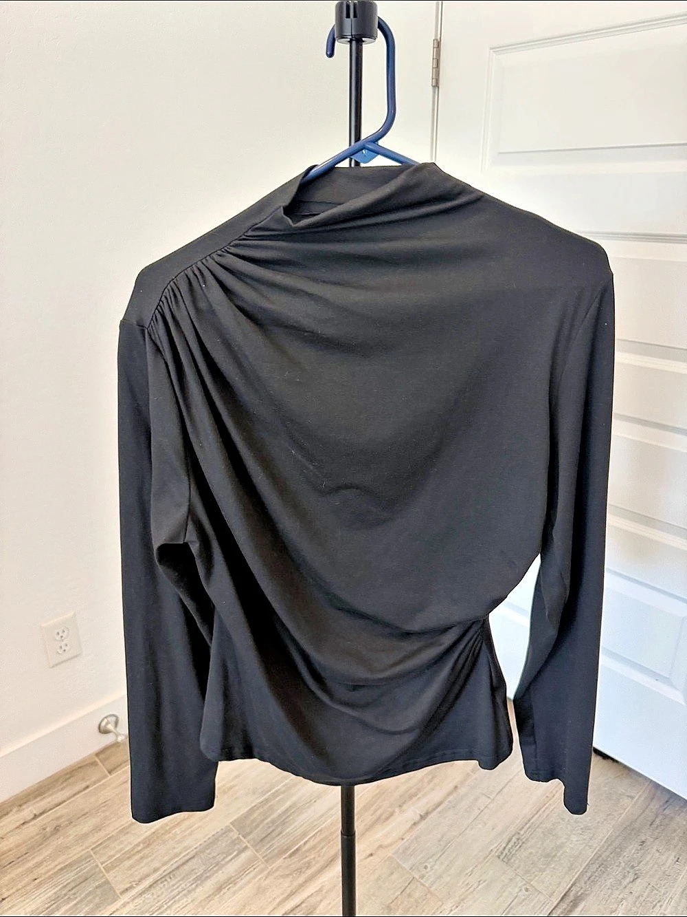 Black Draped Long Sleeve Top Like New